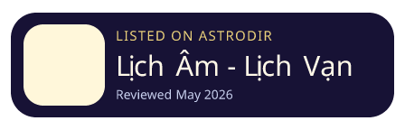 Lịch Âm - Lịch Vạn Niên 2026 is listed on AstroDir