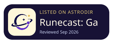 Runecast: Gamer is listed on AstroDir
