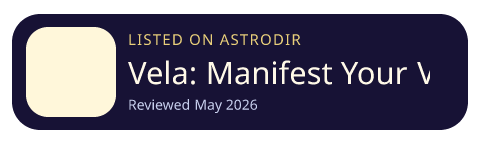 Vela: Manifest Your Vision is listed on AstroDir